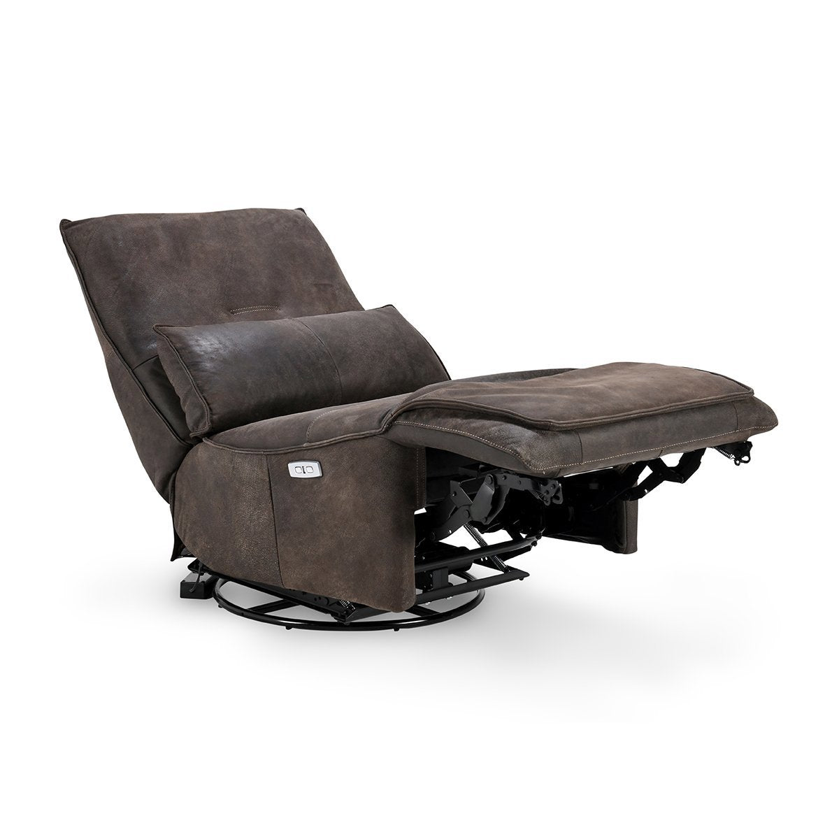 Rustic Brown 100% Top Grain Leather Accent Chair Paige Swivel Power Recliner Collection