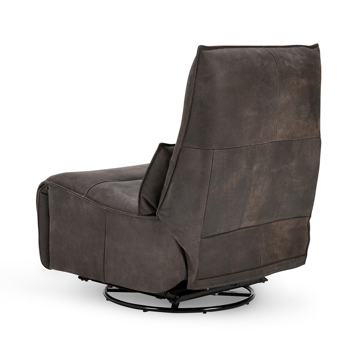 Rustic Brown 100% Top Grain Leather Accent Chair Paige Swivel Power Recliner Collection
