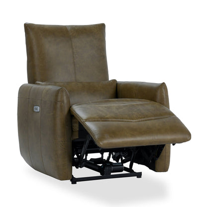 Earth Brown Top Grain Leather Accent Chair Thaya Power Recliner Collection