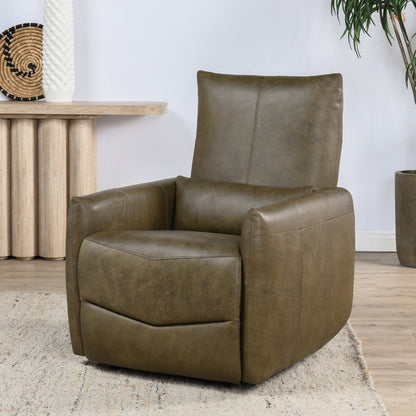 Earth Brown Top Grain Leather Accent Chair Thaya Power Recliner Collection