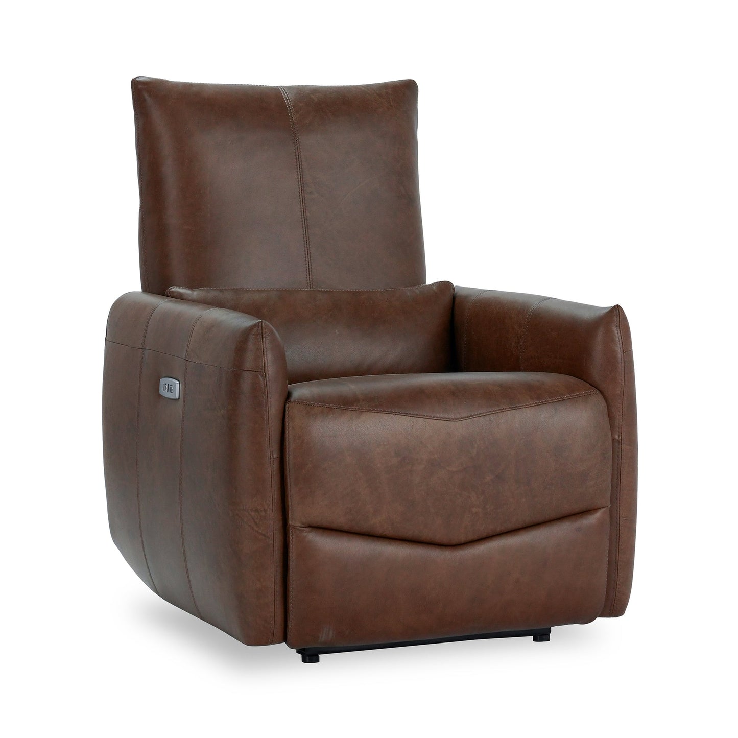 Antique Brown 100% Top Grain Leather Accent Chair Thaya Power Recliner Collection
