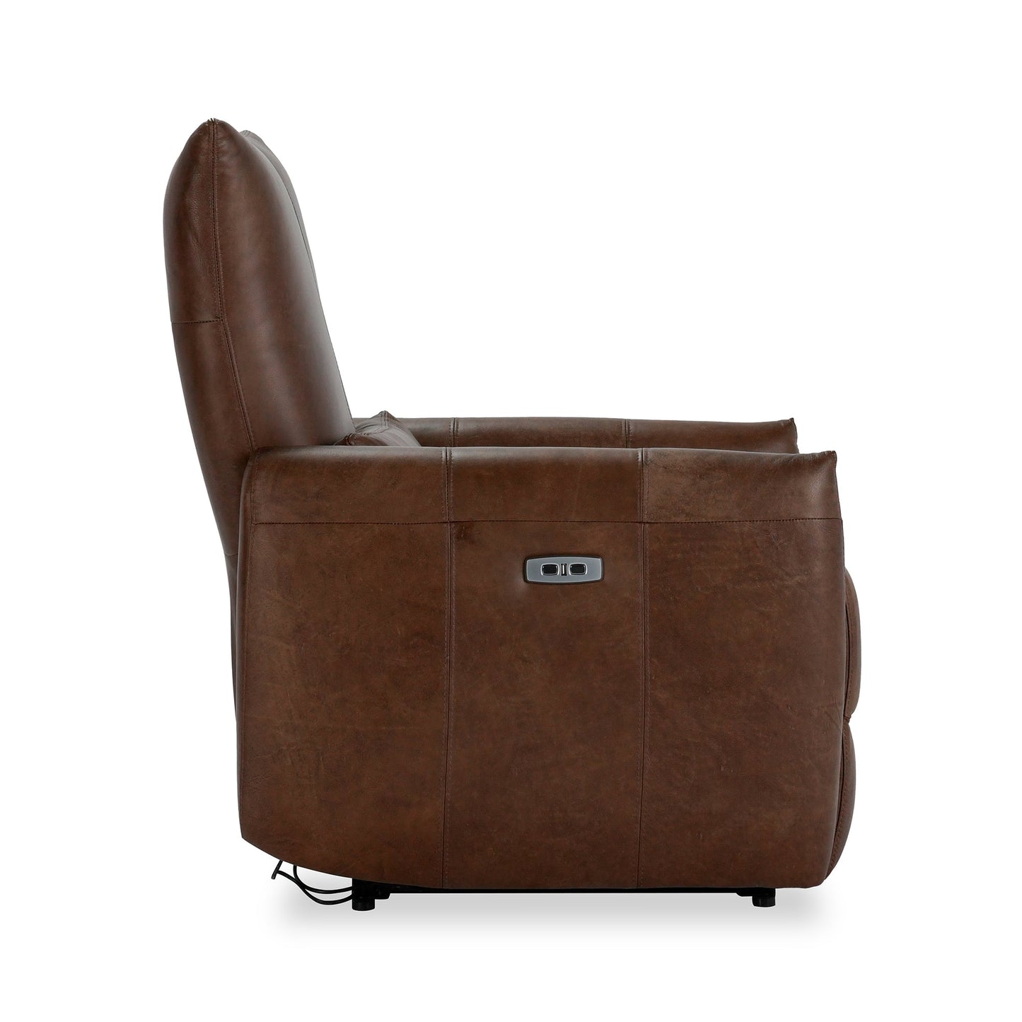 Antique Brown 100% Top Grain Leather Accent Chair Thaya Power Recliner Collection