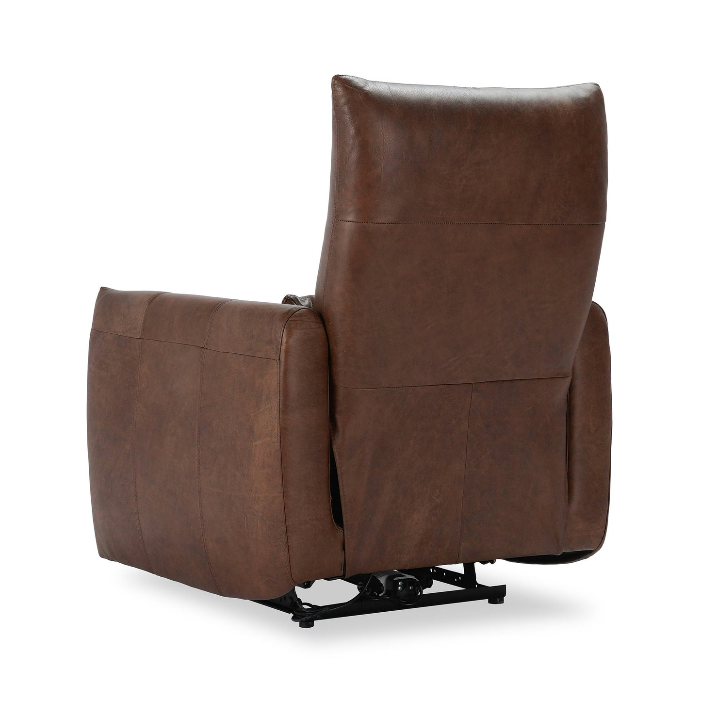 Antique Brown 100% Top Grain Leather Accent Chair Thaya Power Recliner Collection