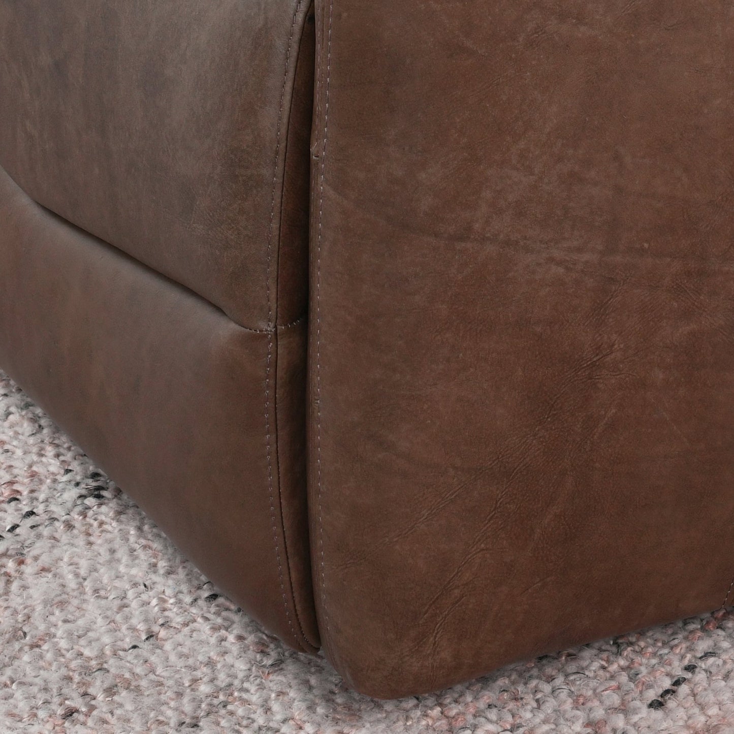 Antique Brown 100% Top Grain Leather Accent Chair Thaya Power Recliner Collection