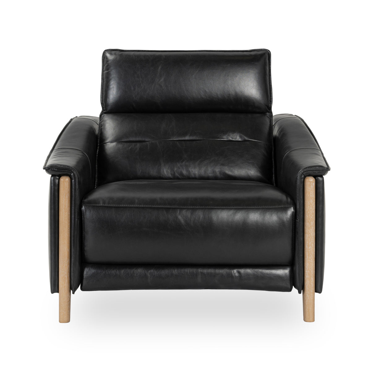 Black Top Grain Leather Accent Chair Cullman Power Recliner Collection