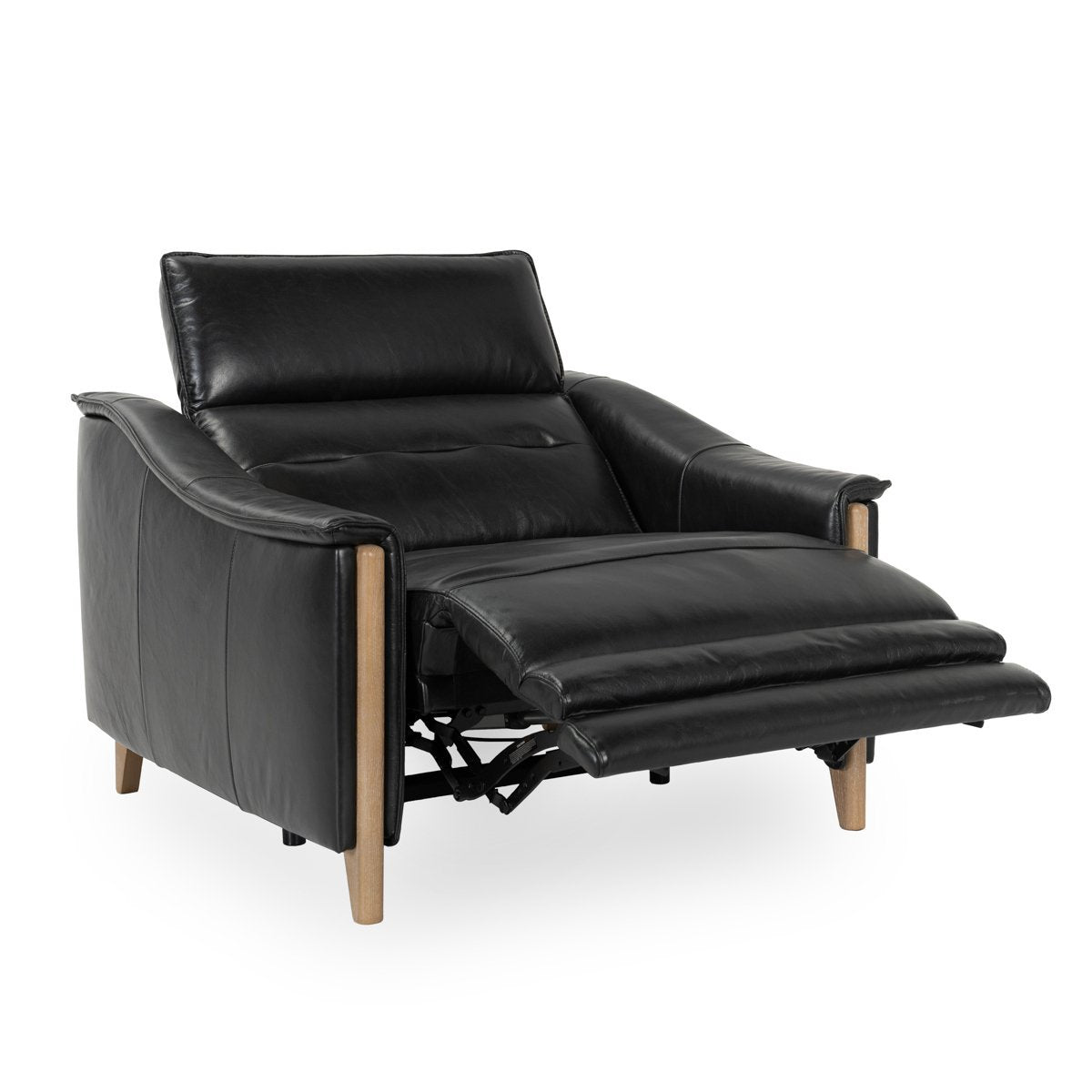 Black Top Grain Leather Accent Chair Cullman Power Recliner Collection