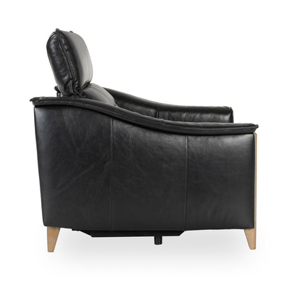 Black Top Grain Leather Accent Chair Cullman Power Recliner Collection