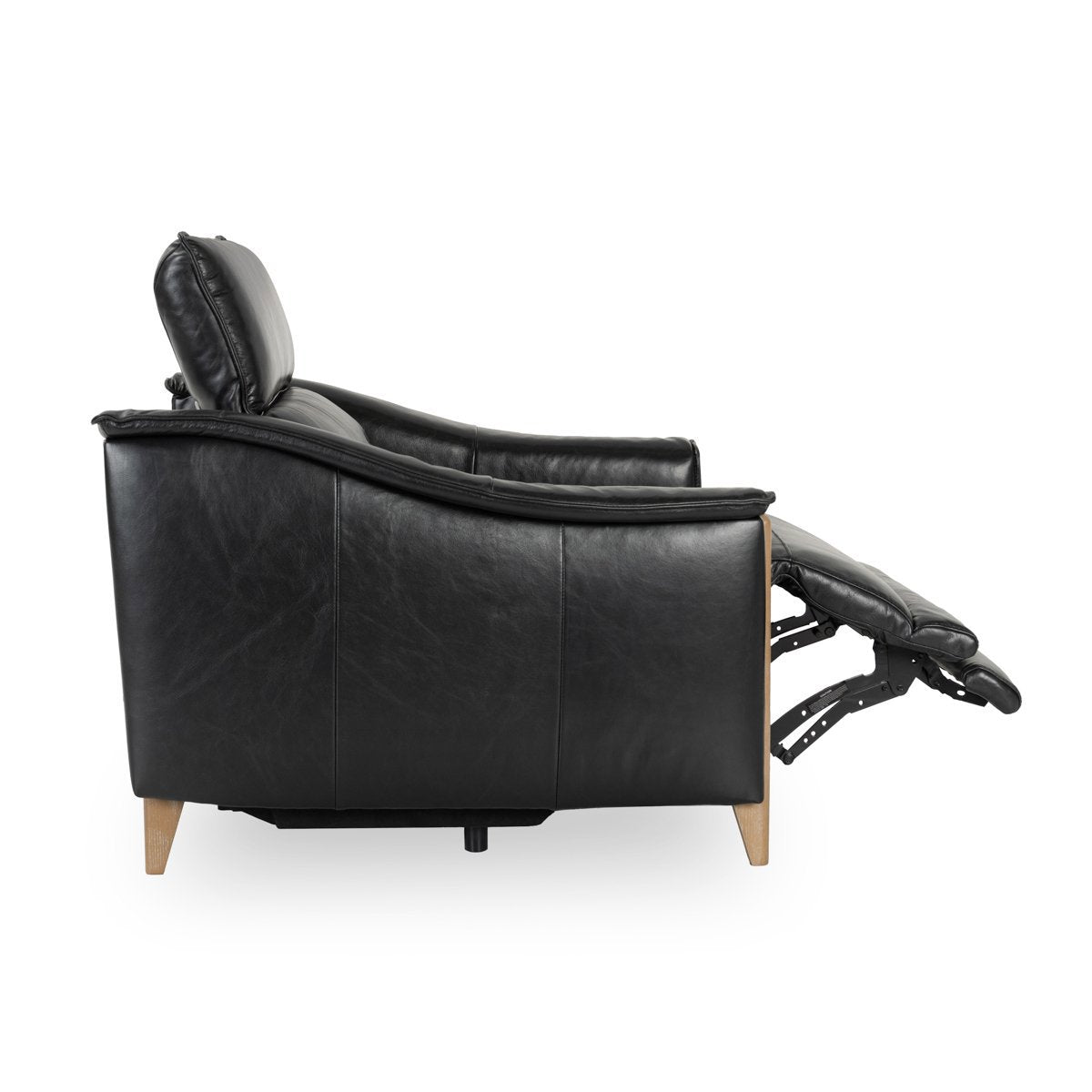 Black Top Grain Leather Accent Chair Cullman Power Recliner Collection