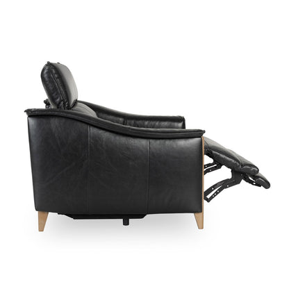 Black Top Grain Leather Accent Chair Cullman Power Recliner Collection