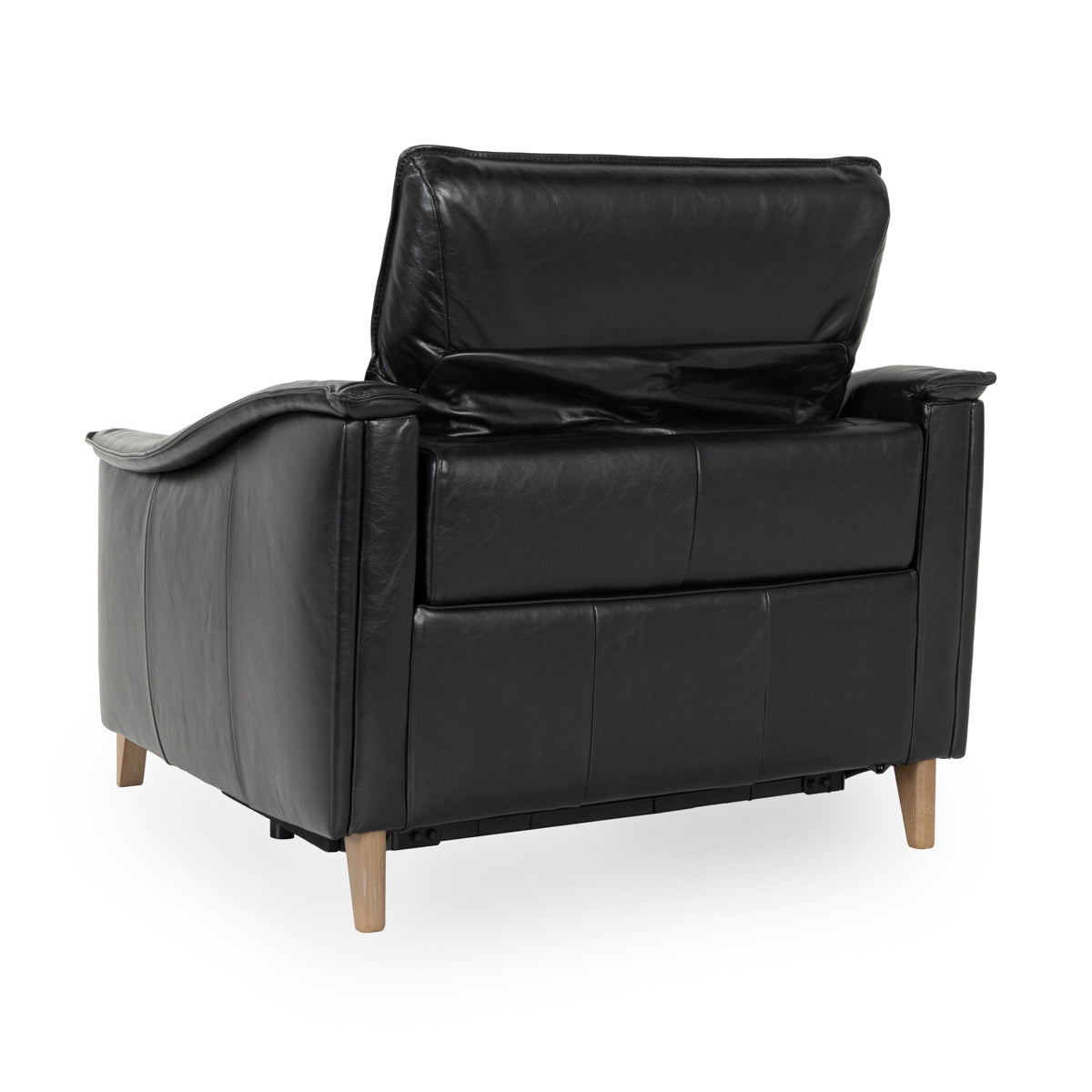 Black Top Grain Leather Accent Chair Cullman Power Recliner Collection