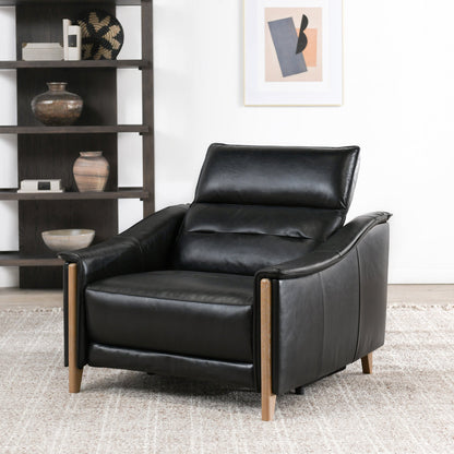 Black Top Grain Leather Accent Chair Cullman Power Recliner Collection