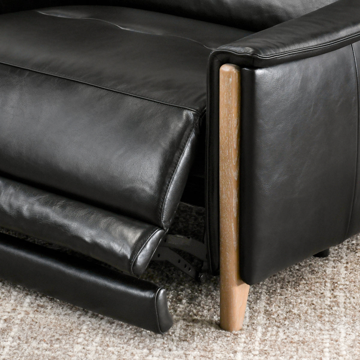 Black Top Grain Leather Accent Chair Cullman Power Recliner Collection