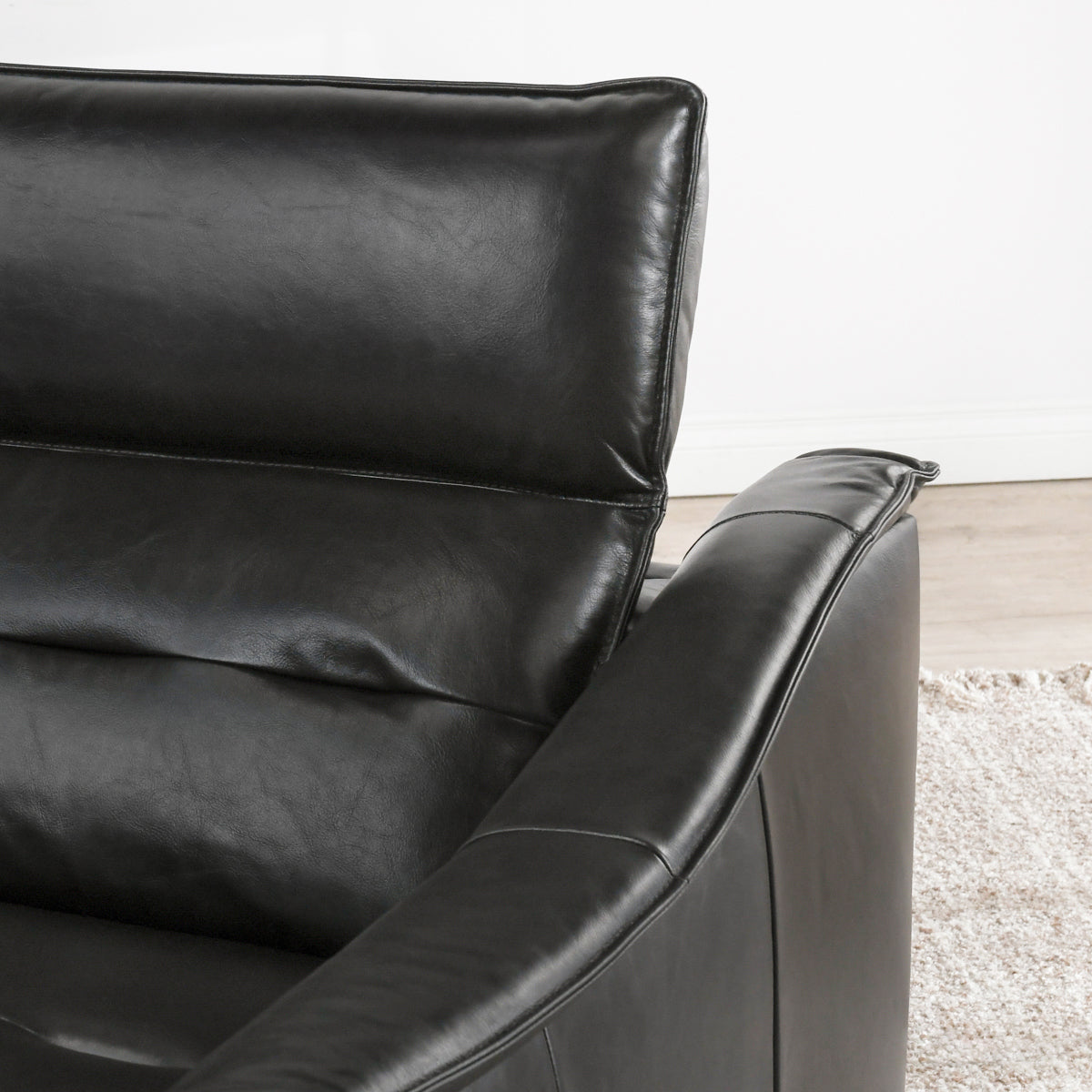 Black Top Grain Leather Accent Chair Cullman Power Recliner Collection