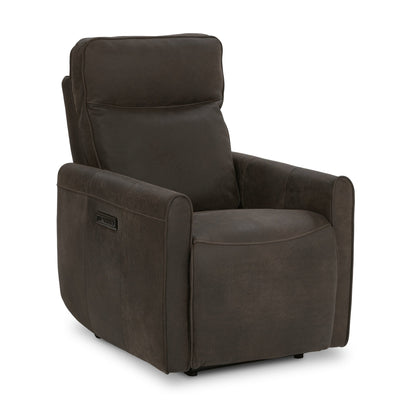 Dark Brown 100% Top Grain Leather Accent Chair Vivica Power Recliner Collection