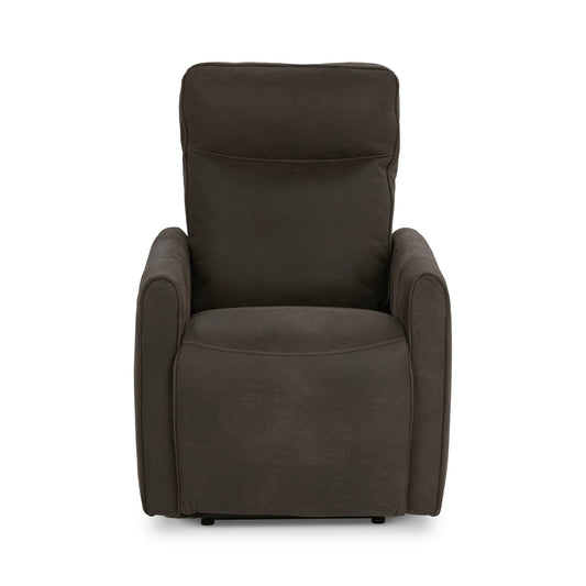 Dark Brown 100% Top Grain Leather Accent Chair Vivica Power Recliner Collection