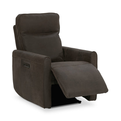 Dark Brown 100% Top Grain Leather Accent Chair Vivica Power Recliner Collection