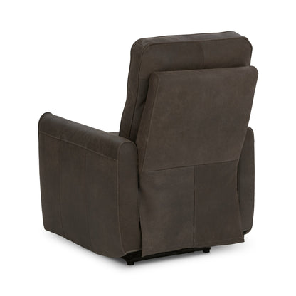 Dark Brown 100% Top Grain Leather Accent Chair Vivica Power Recliner Collection