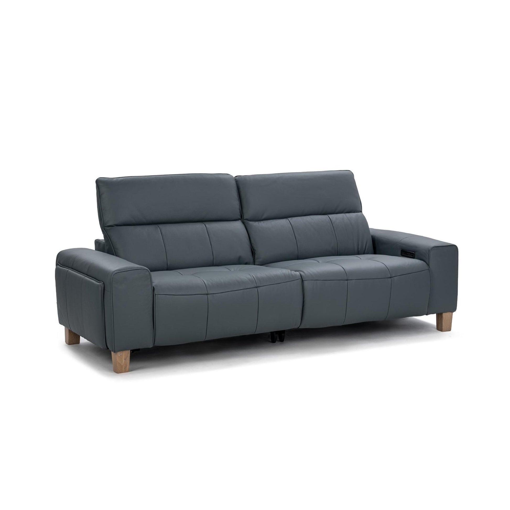 Smoke Blue 100% Top Grain Leather Sofa Alea Reclining Sofa Collection