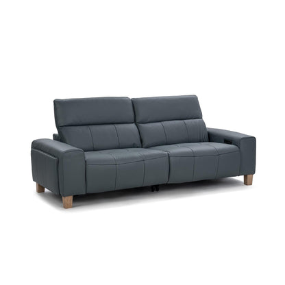 Smoke Blue 100% Top Grain Leather Sofa Alea Reclining Sofa Collection