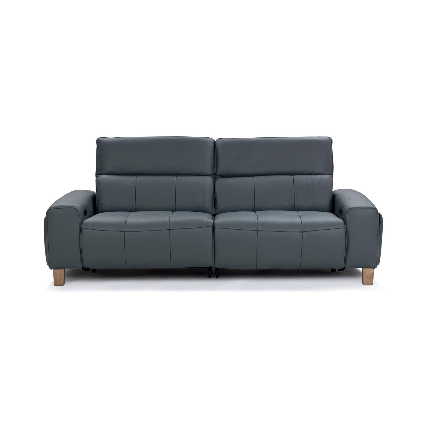 Smoke Blue 100% Top Grain Leather Sofa Alea Reclining Sofa Collection