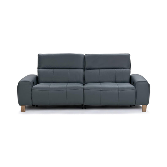 Smoke Blue 100% Top Grain Leather Sofa Alea Reclining Sofa Collection