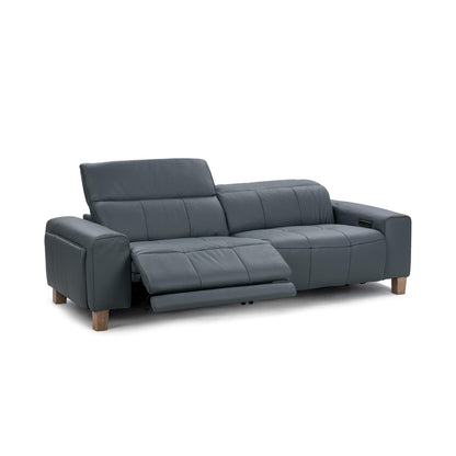 Smoke Blue 100% Top Grain Leather Sofa Alea Reclining Sofa Collection