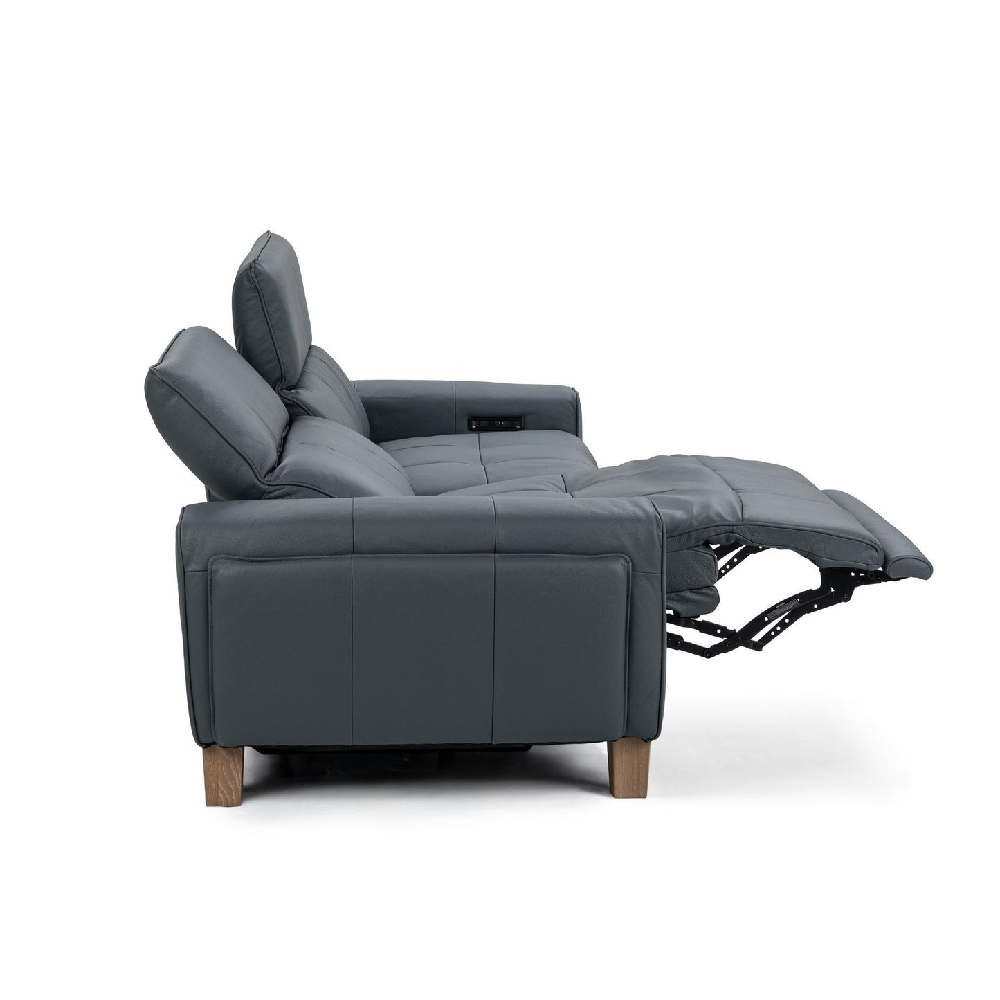 Smoke Blue 100% Top Grain Leather Sofa Alea Reclining Sofa Collection