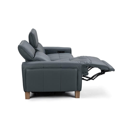 Smoke Blue 100% Top Grain Leather Sofa Alea Reclining Sofa Collection