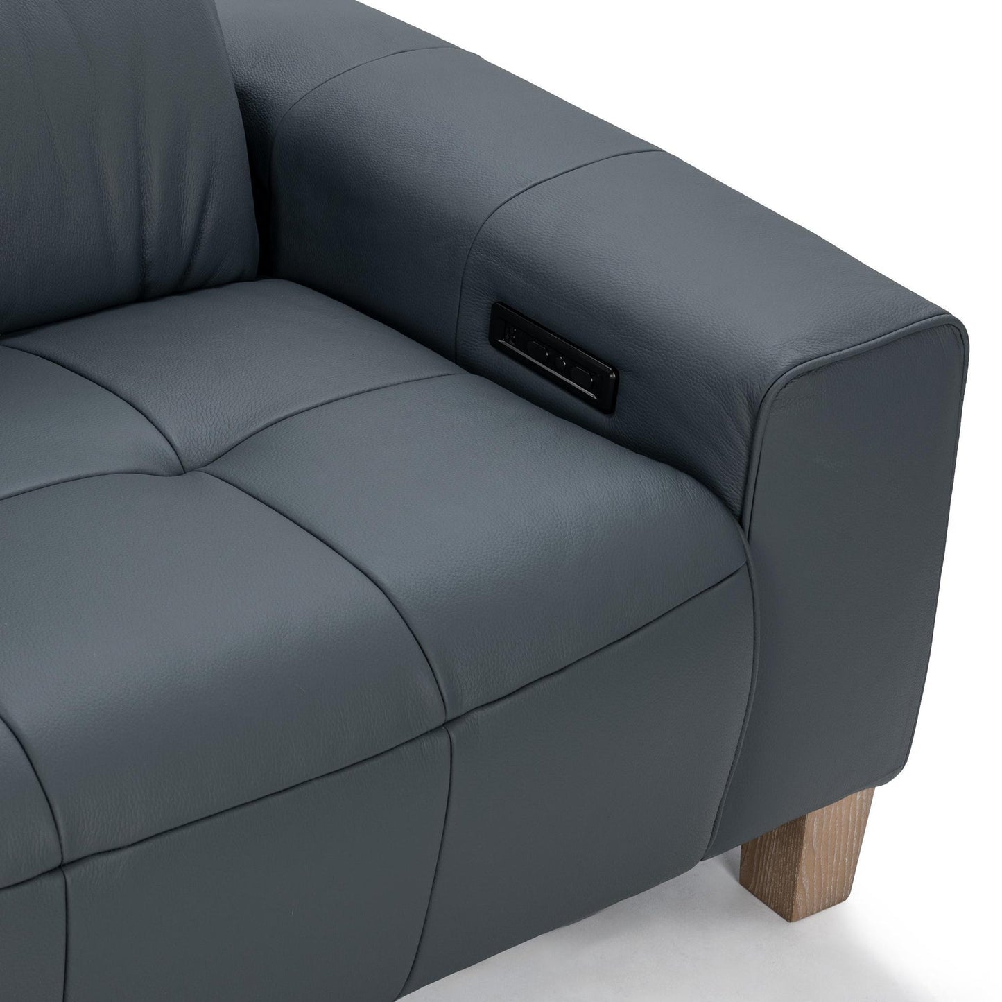 Smoke Blue 100% Top Grain Leather Sofa Alea Reclining Sofa Collection