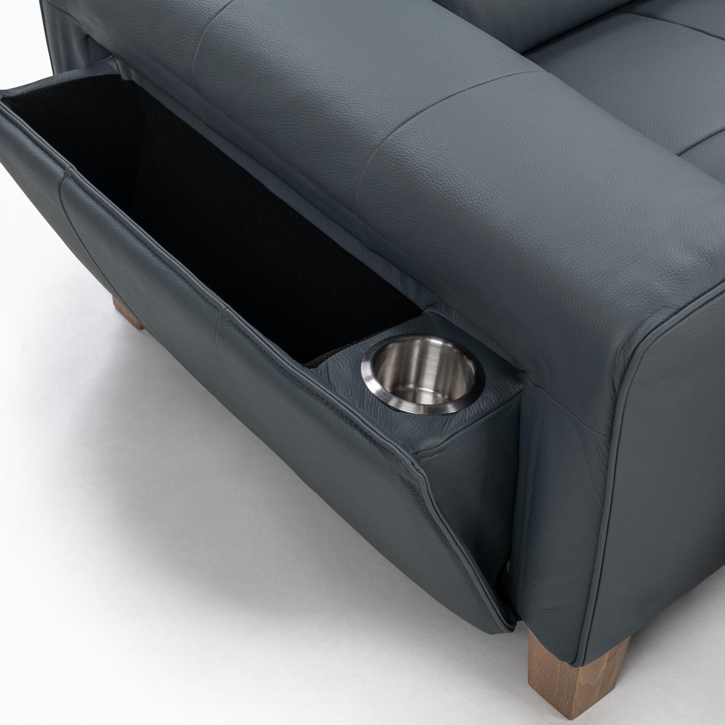 Smoke Blue 100% Top Grain Leather Sofa Alea Reclining Sofa Collection