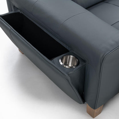 Smoke Blue 100% Top Grain Leather Sofa Alea Reclining Sofa Collection