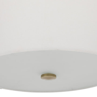 Close-up of antique brass hardware detail on Fallowmere 3-light semi flush