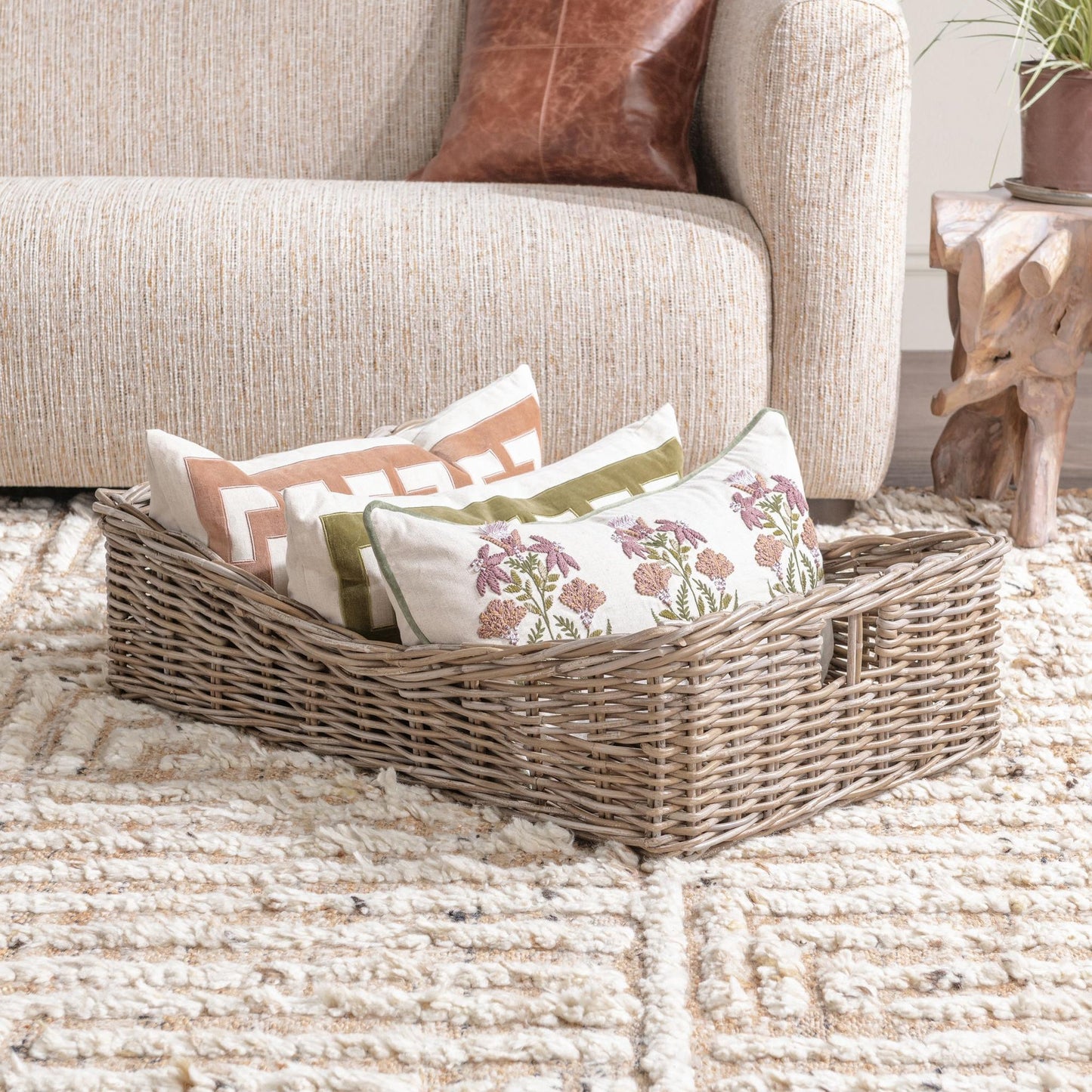 Gray Kubu Racks & Basket Kubu Rattan Short Basket Collection