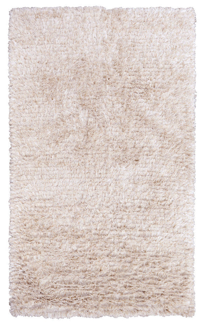 Ivory 60% Polyester Wool & Wool Blend The Ritz Shag Rug Collection