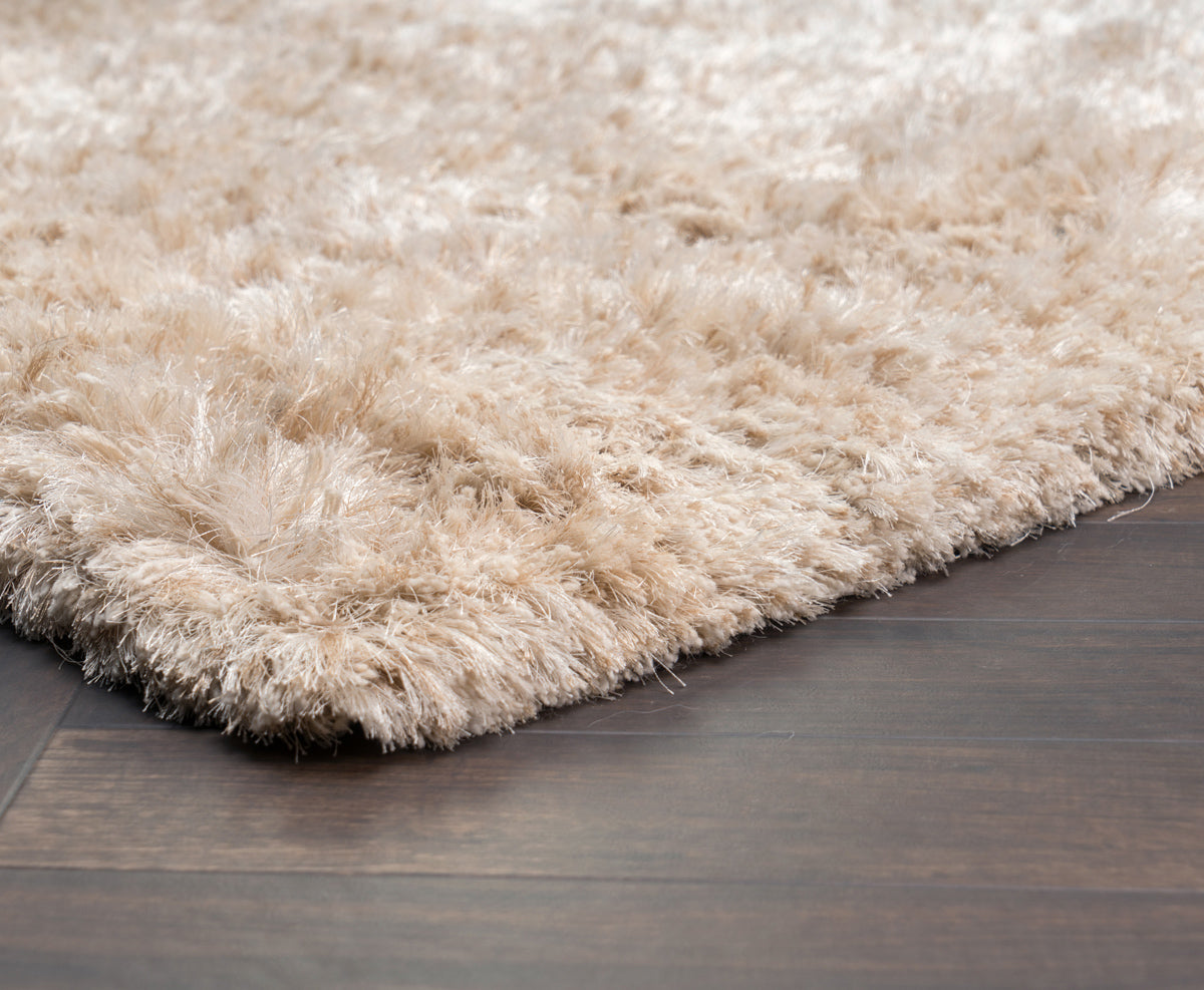 Ivory 60% Polyester Wool & Wool Blend The Ritz Shag Rug Collection