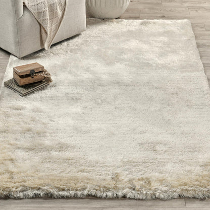 Ivory 80% Polyester Wool & Wool Blend Carter Shag Rug Collection