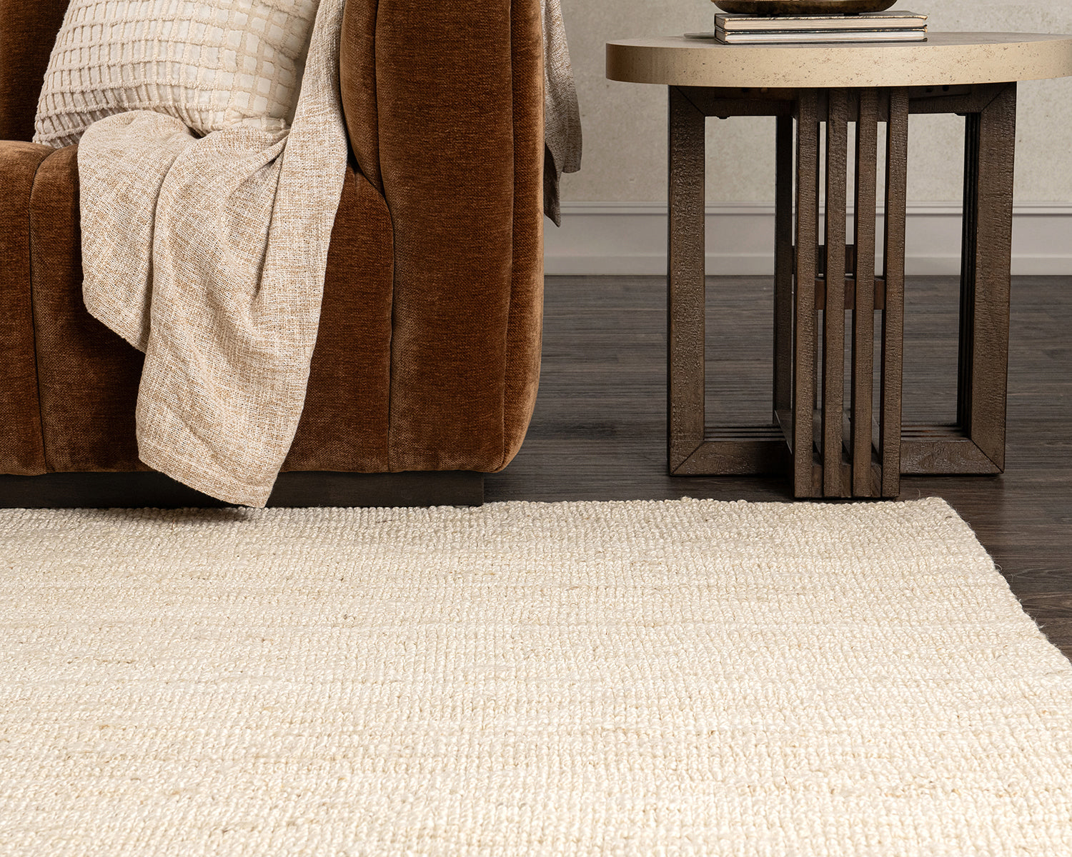 Ivory 100% Jute Jute & Seagras Mini Boucle Rug Collection