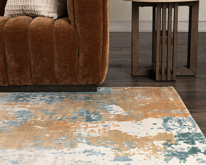 Mineral Blue Multi 90% Viscose Viscose Vienna Distressed Rug Collection