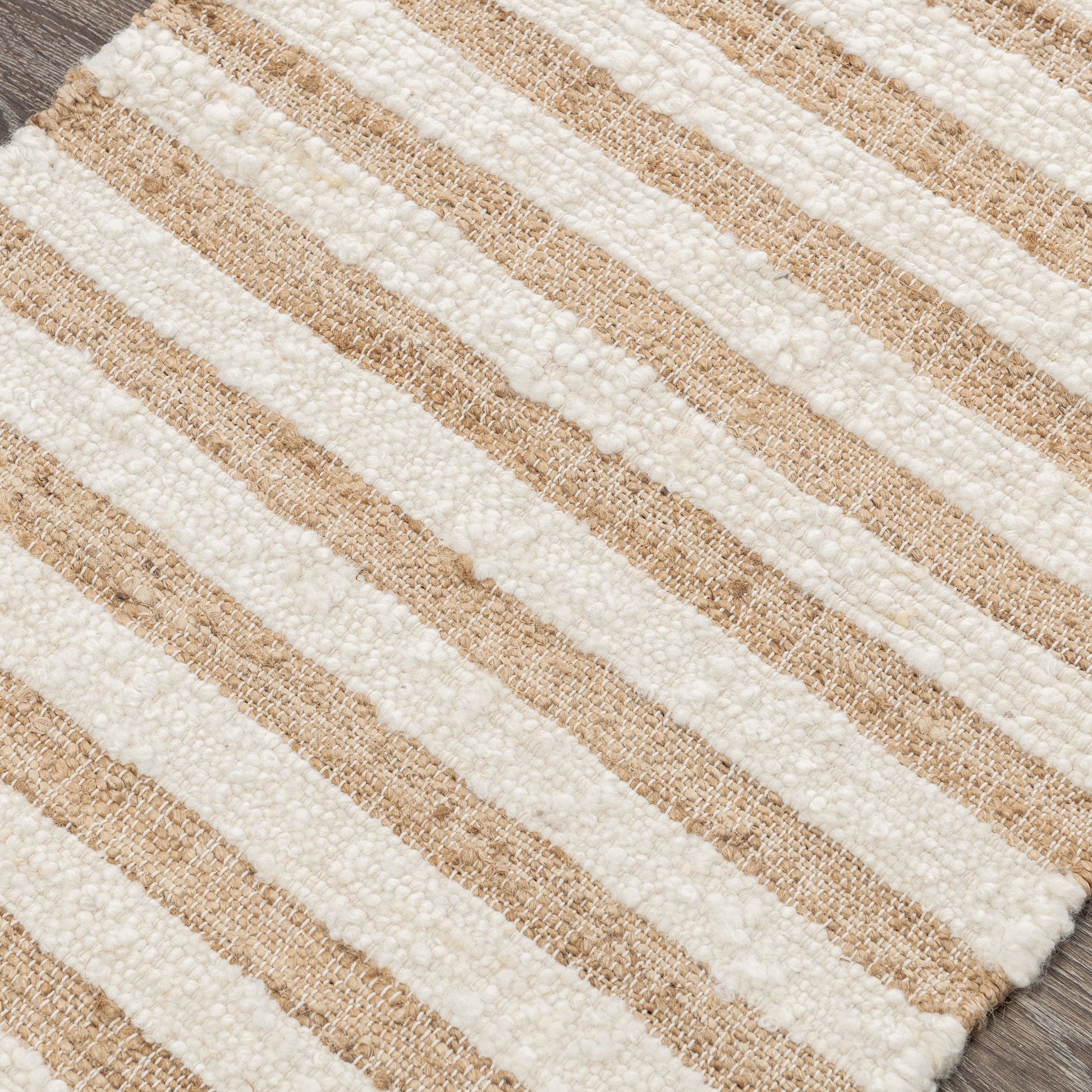 Natural/Ivory Wool & Wool Blend Rhodes Stripe Rug Collection