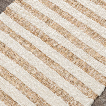 Natural/Ivory Wool & Wool Blend Rhodes Stripe Rug Collection
