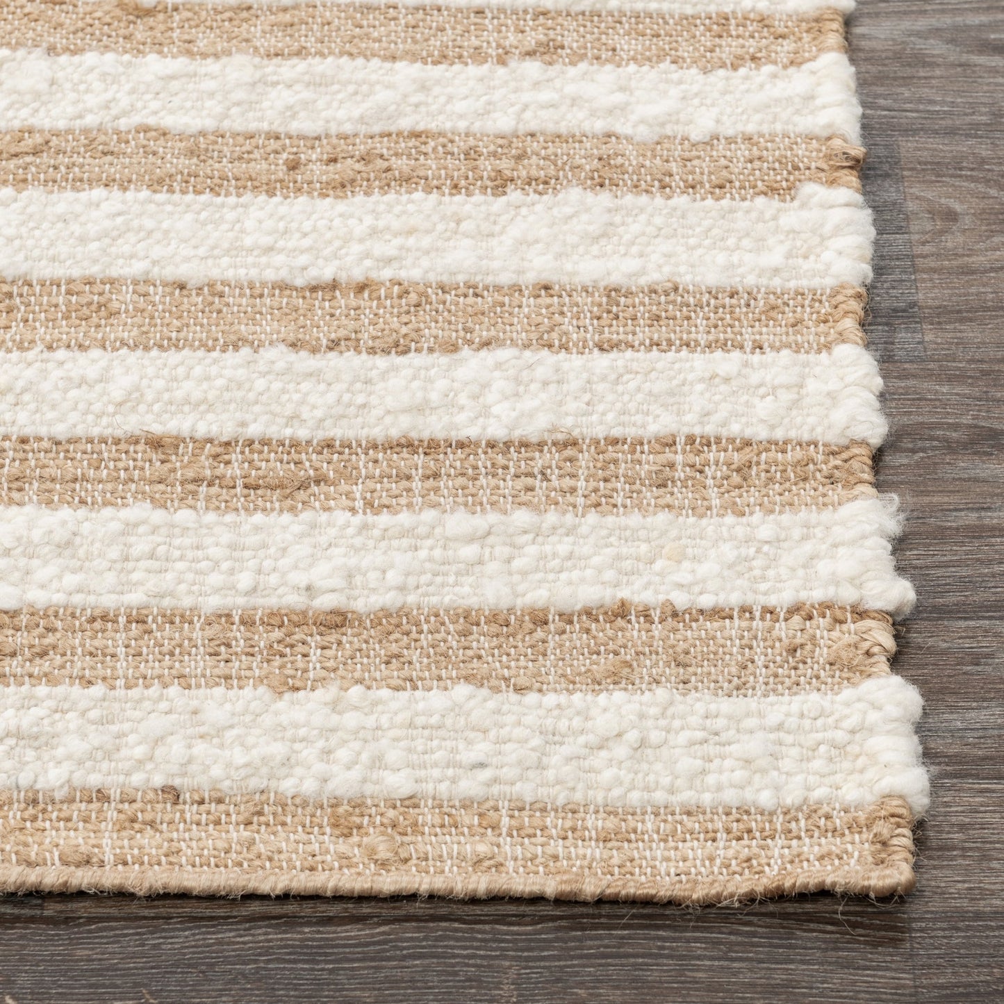 Natural/Ivory Wool & Wool Blend Rhodes Stripe Rug Collection