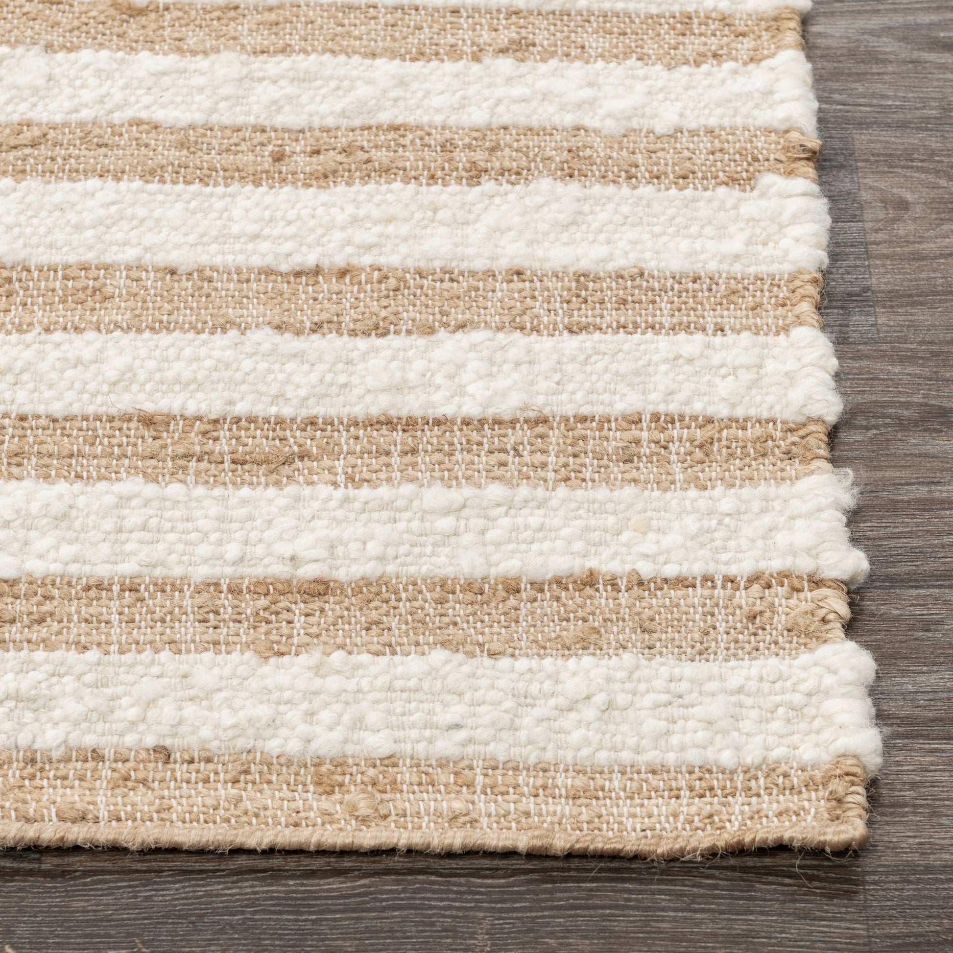 Natural/Ivory Wool & Wool Blend Rhodes Stripe Rug Collection