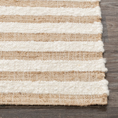 Natural/Ivory Wool & Wool Blend Rhodes Stripe Rug Collection