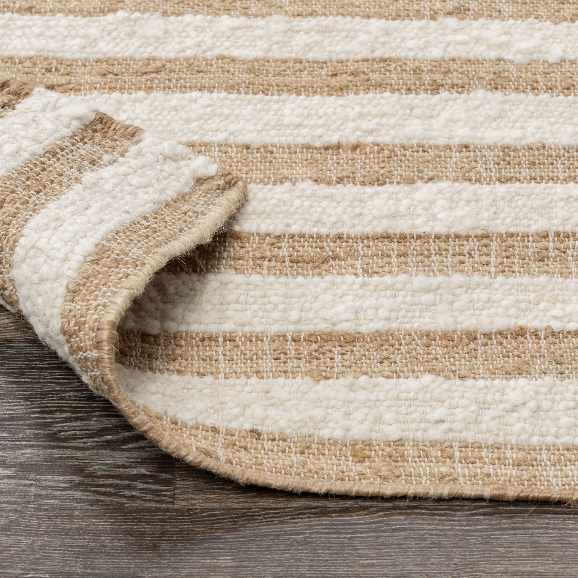 Natural/Ivory Wool & Wool Blend Rhodes Stripe Rug Collection