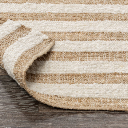 Natural/Ivory Wool & Wool Blend Rhodes Stripe Rug Collection
