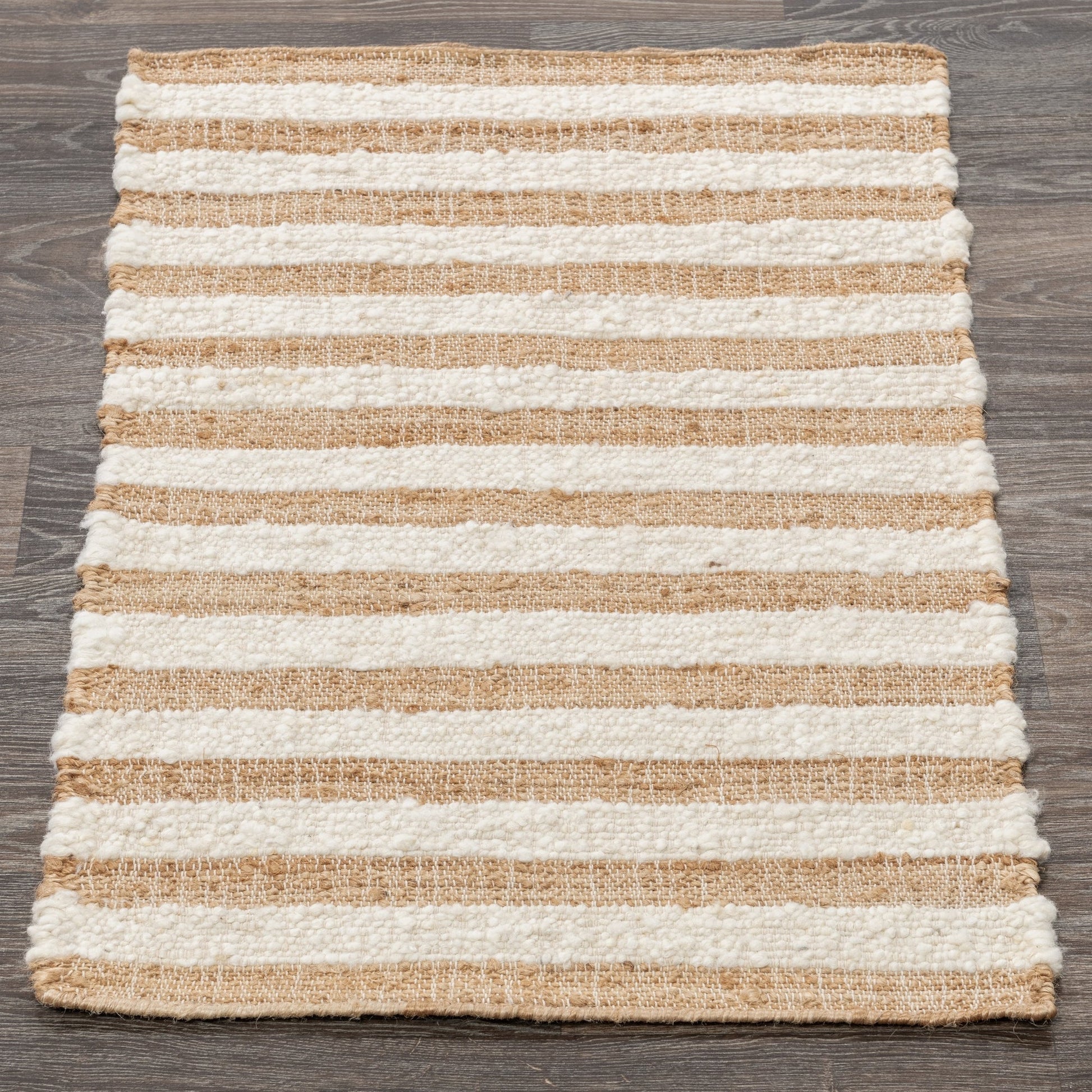 Natural/Ivory Wool & Wool Blend Rhodes Stripe Rug Collection