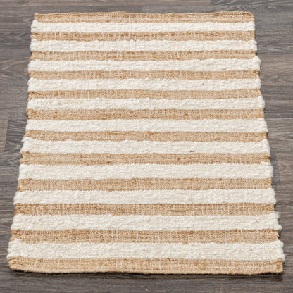 Natural/Ivory Wool & Wool Blend Rhodes Stripe Rug Collection