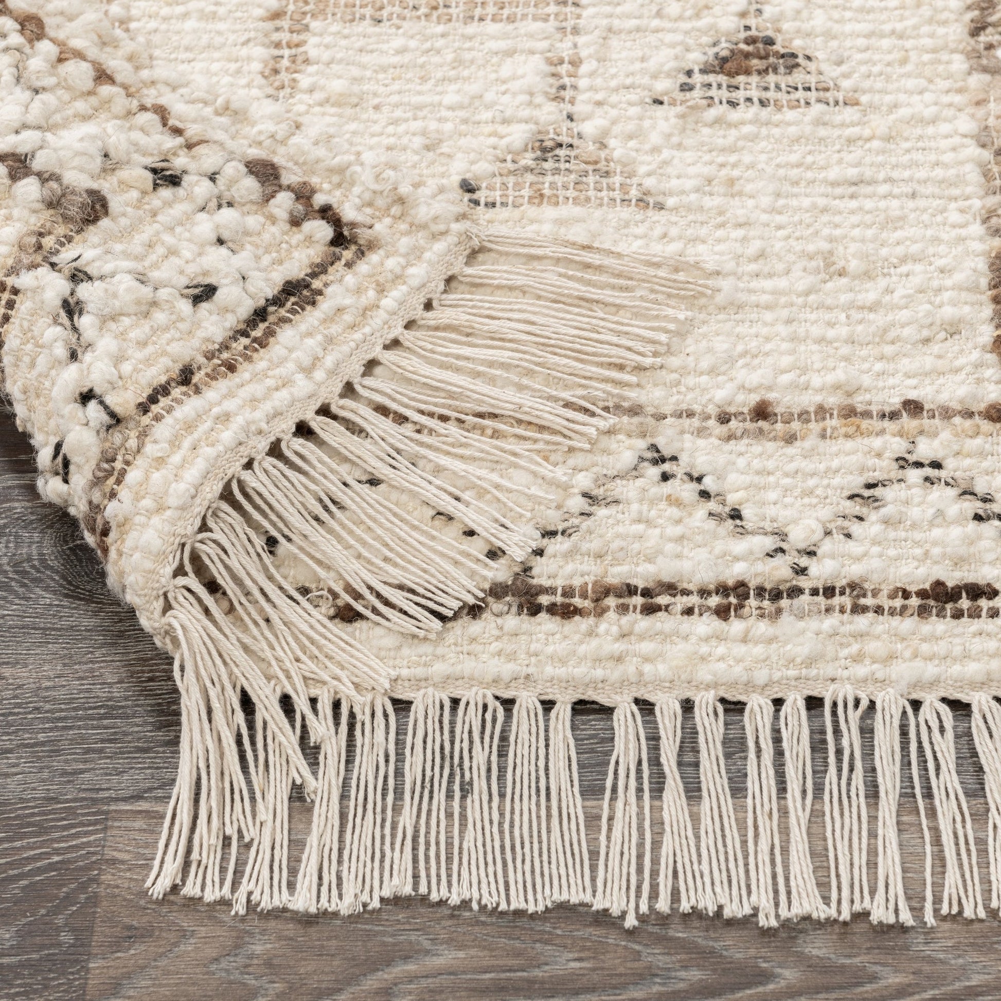Ivory/Brown Multi Wool & Wool Blend Gazi Rug Collection