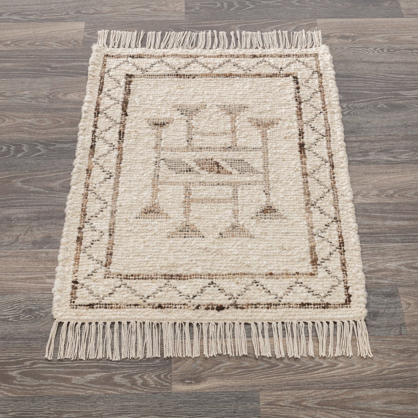 Ivory/Brown Multi Wool & Wool Blend Gazi Rug Collection