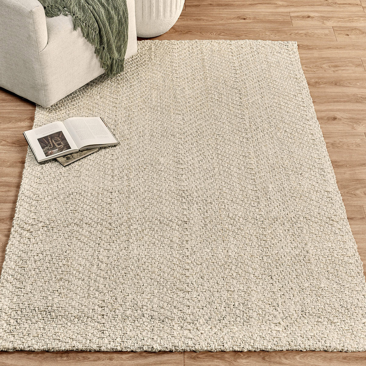 Ivory Jute & Seagras Herringbone Rug Collection